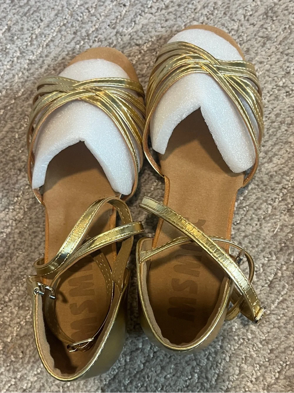 Girls Latin Dance Shoes Satin Suede Sole Ballroom 2 Little kid. 1841-2